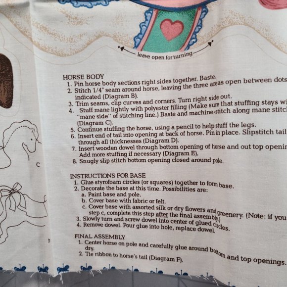 Carousel Horse/Fabric Craft Panel & Applique/2 panels VTG - Picture 5 of 7